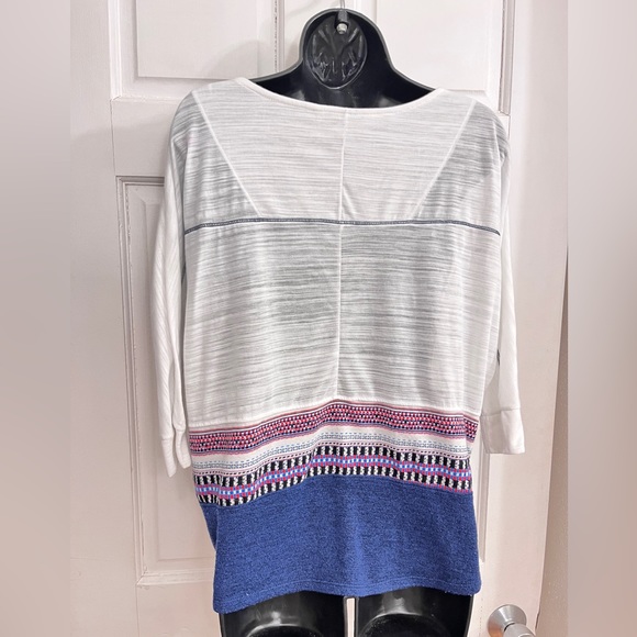 DESIGUAL STRIPED/Embroidered 3/4 SLEEVE T SHIRT TOP WOMENS SIze S - Picture 5 of 10